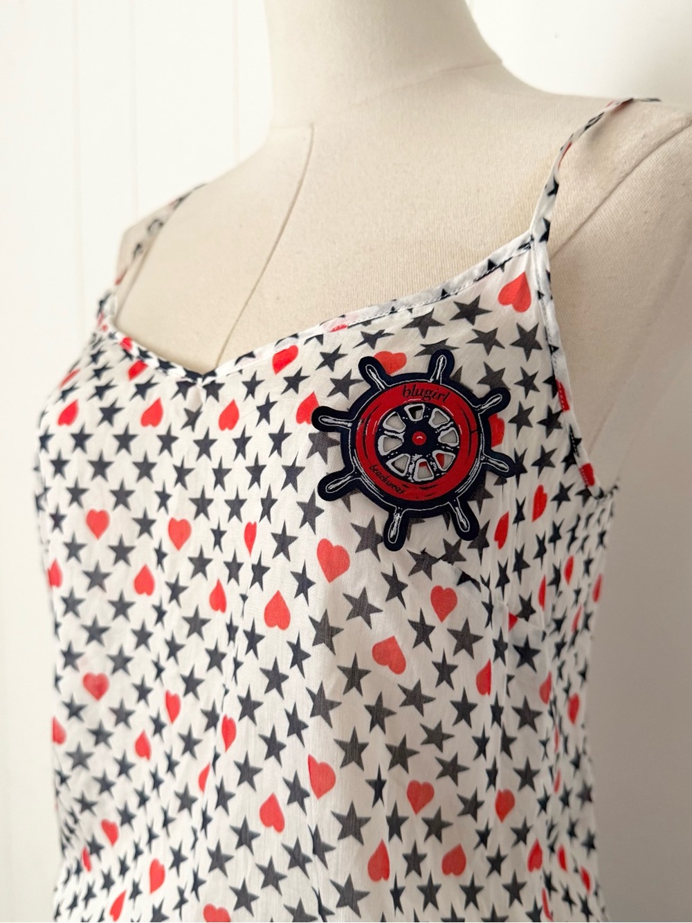 Blugirl Blumarine Beachwear Heart Star Nautical Silk Mini Dress Yacht Y2K US 6 - Picture 4 of 12